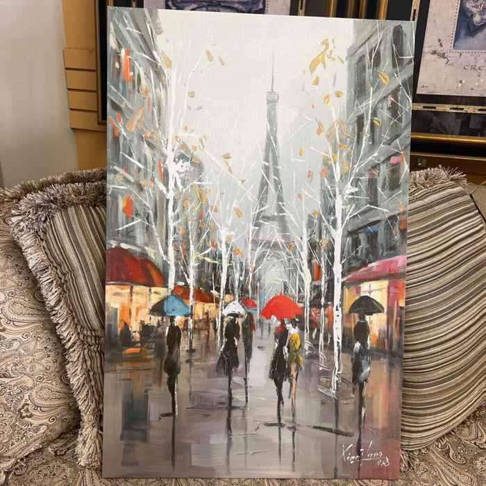 People Walking On A Rainy Day In Paris- Print