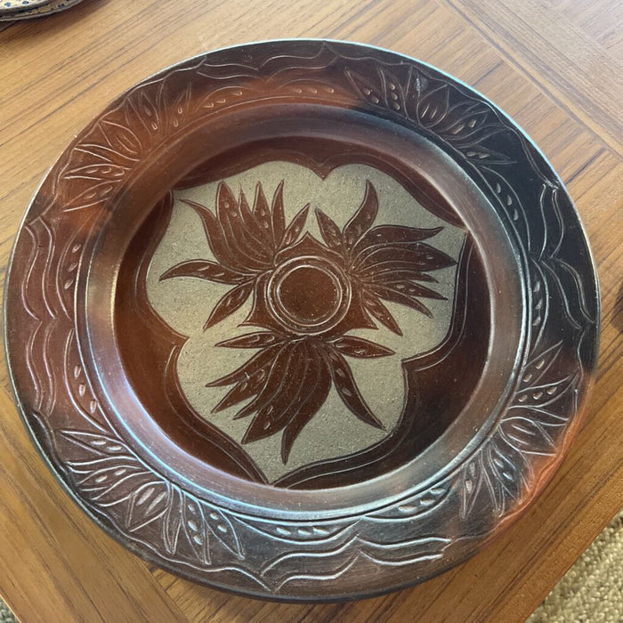 Antique Ceramic Dish w Leaf Decoration