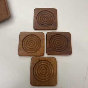 Vintage Teak Wood Coasters -Set Of 4