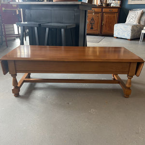 Nadeau Solid Maple Coffee Table w Drop Leaves & Brushed Brass Hardware