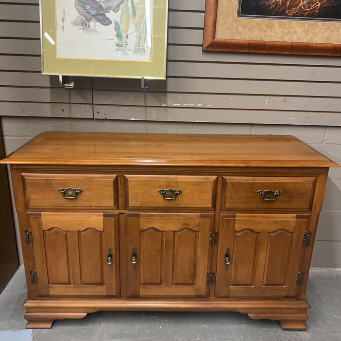 Vintage Solid Maple Buffet w Brushed Brass Hardware