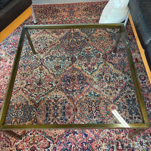 Brushed Gold Metal Coffee Table w Glass Top