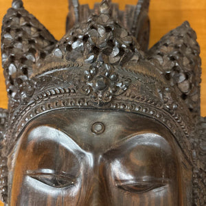 Handcarved Wooden Mask of Balinese Hindu Goddess