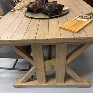 Reclaimed Wood Rustic Plank Dining Table (no leaf)