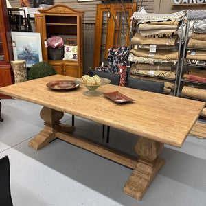 Petrey Solid Rustic Double Pedestal Dining Table