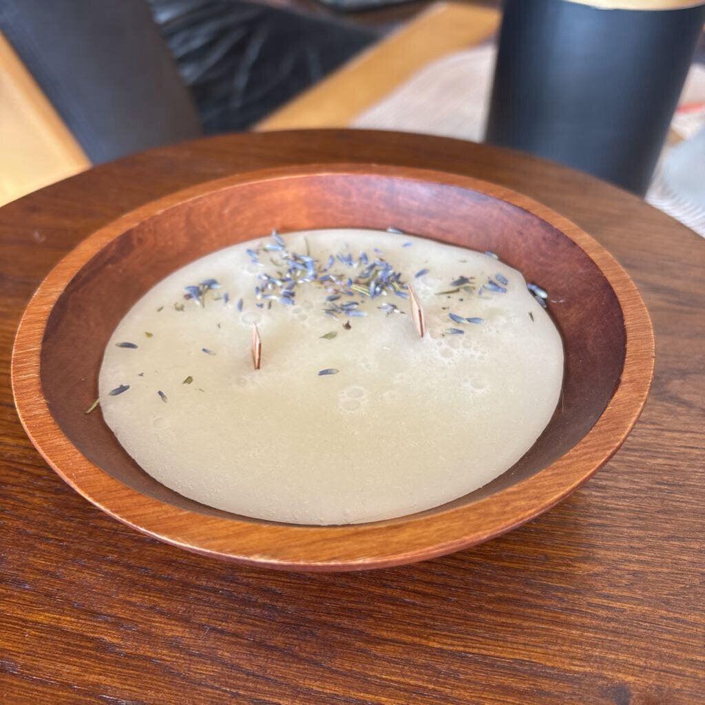 Air Purifying 100% Beeswax Candle in Wood Bowl