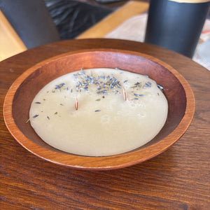 Air Purifying 100% Beeswax Candle in Wood Bowl