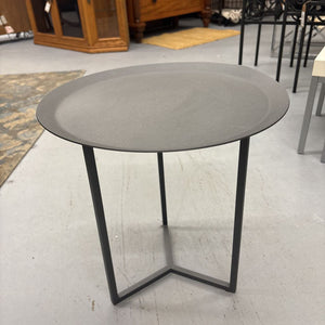 Round Dark Grey Metal Side Table