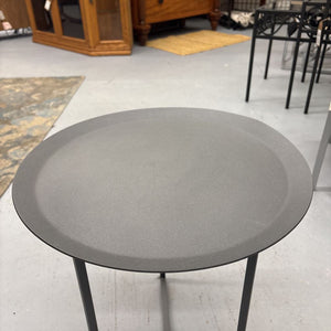 Round Dark Grey Metal Side Table