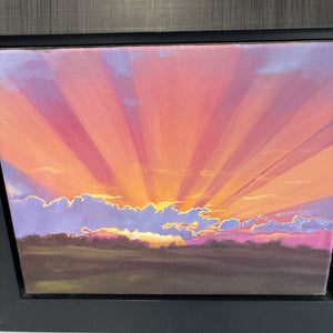 "Sunrays" Oil on Canvas Original Print by local Artist - Robin J. Laffier - Black Frame