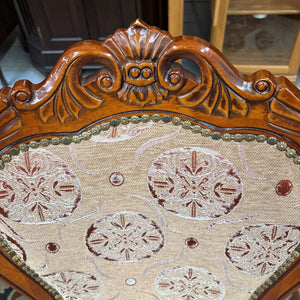 Four Fabric Dining Chairs w Beige & Rust Pattern