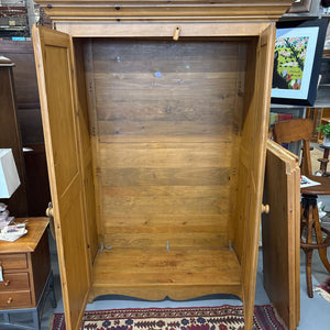 Rustic Farmhouse Pine Armoire w 4 Shelves & Rod