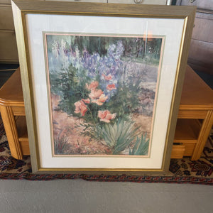 Pink Poppies in Gold Frame By MH Hurlimann