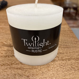 Twilight WHITE PILLAR Candle VERBENA - FIG