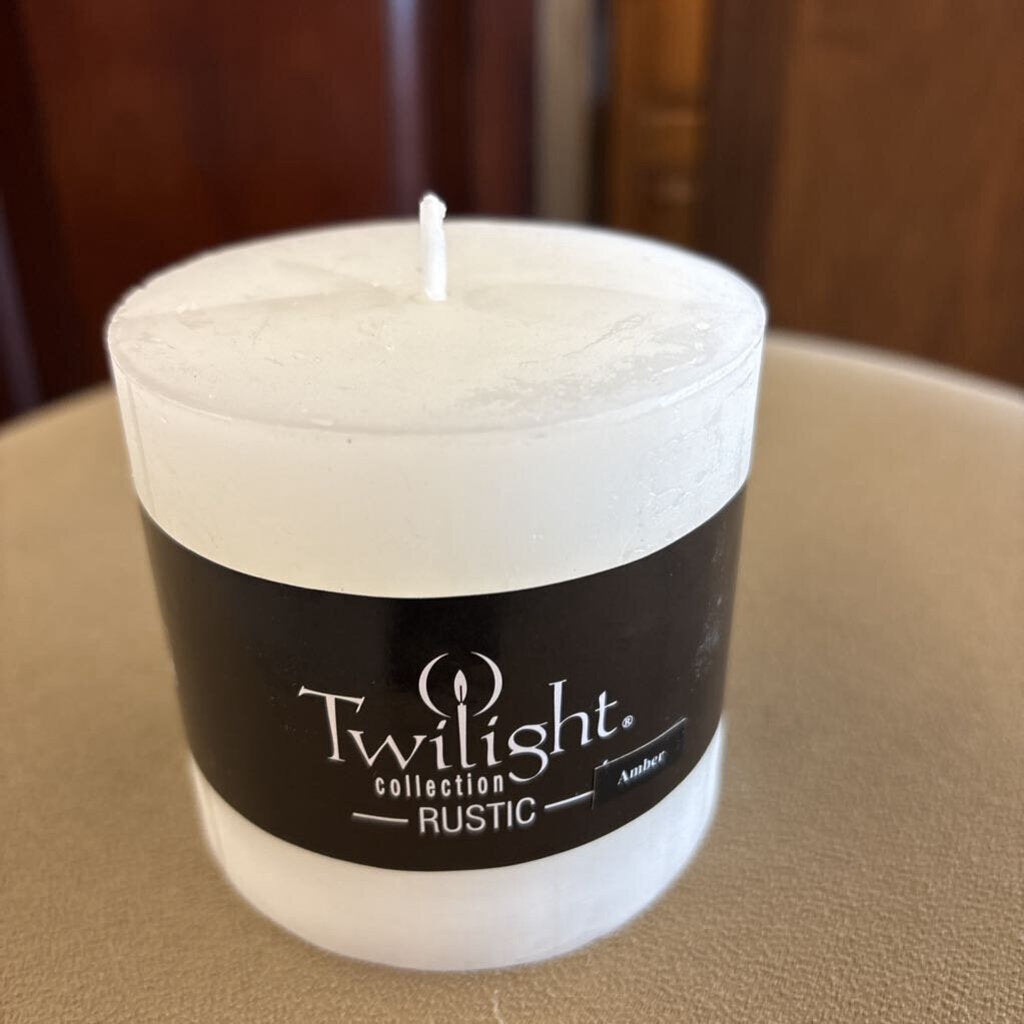 Twilight WHITE PILLAR Candle - AMBER
