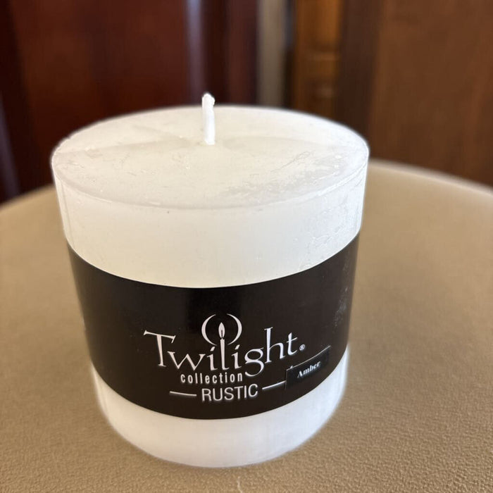 Twilight WHITE PILLAR Candle - AMBER