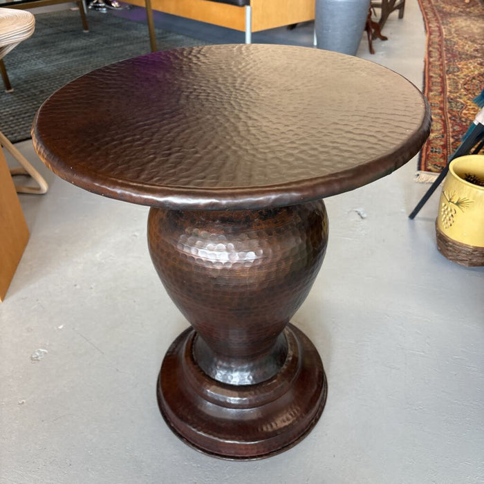 Bronze Hammered Metal Pedestal Table