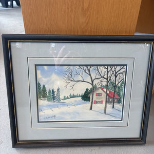 Original Print "Red Old Barn" by C. Burr-Wolfe