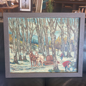 Maple Syrup Season- Original Oil On Hardboard By Leo Taylor