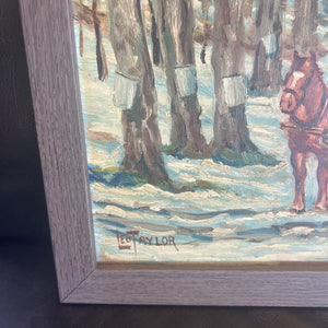 Maple Syrup Season- Original Oil On Hardboard By Leo Taylor