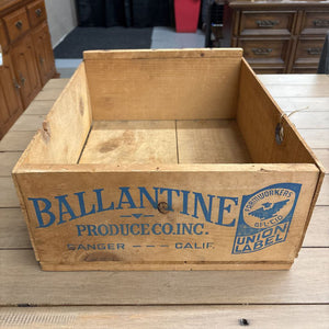 Vintage Stamped Grocery Crate - Ballantine Produce