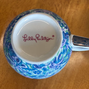 NEW - Pair Lilly Pulitzer Blue Floral Mugs