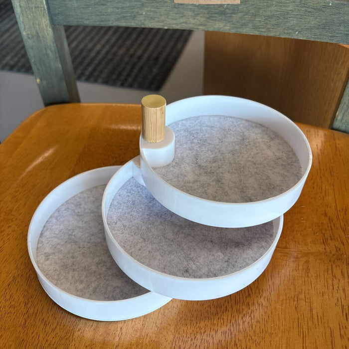 NEW - Tiered Catchall Tray Set w Felted Bottom