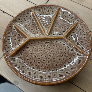 Vintage Beauce Pottery, PQ - Set of 4 - Brown Ceramic Fondue Plates