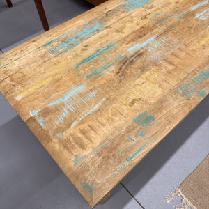 Distressed Look Coffee Table - Blue/ Teal/Yello