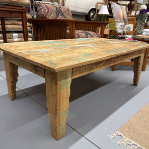 Distressed Look Coffee Table - Blue/ Teal/Yello