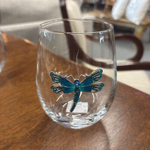 Jewel Dragonfly Stemless Wine Glass BLING 029