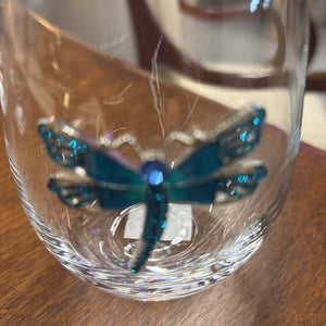 Jewel Dragonfly Stemless Wine Glass BLING 029