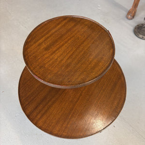 Two-Tiered Walnut Stained Oak Pedestal Table