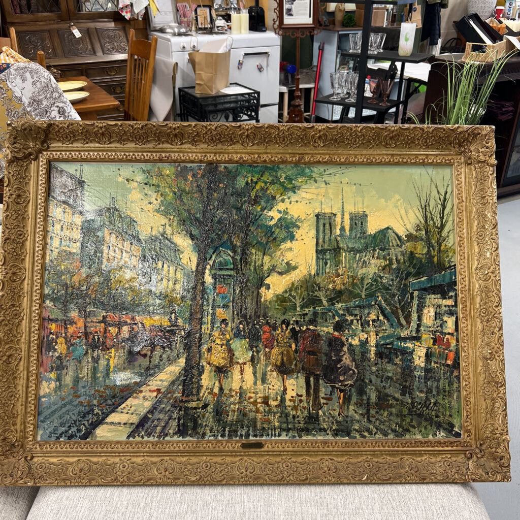 Vintage Oil Painting "Parisian Street Scene" by Ocala