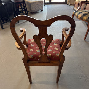 Walnut Armchair w Flowered Needlepoint Seat