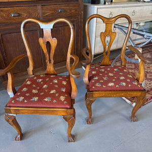 Walnut Armchair w Flowered Needlepoint Seat