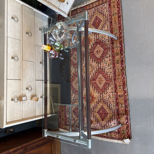 Glass Top Desk w Chrome & Wood Base