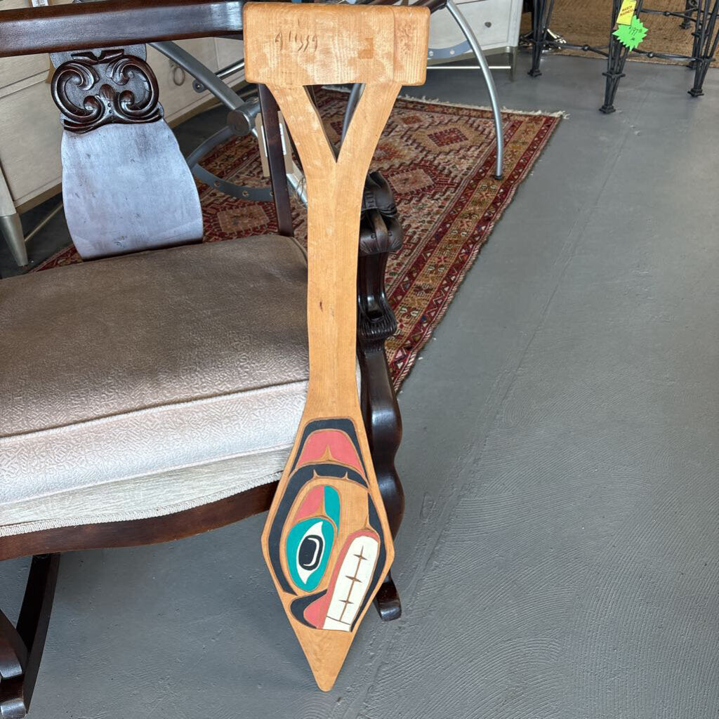 Signed Cedar - Northwest BC Coast Dance Paddle - Unknown Artist