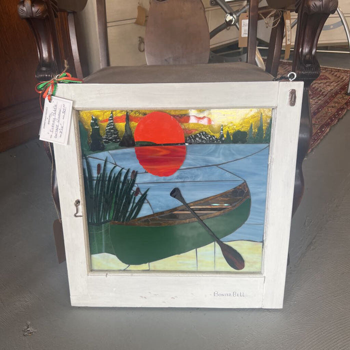 "Evening Paddle" Stained Glass In Vintage Window By Bonita Bell