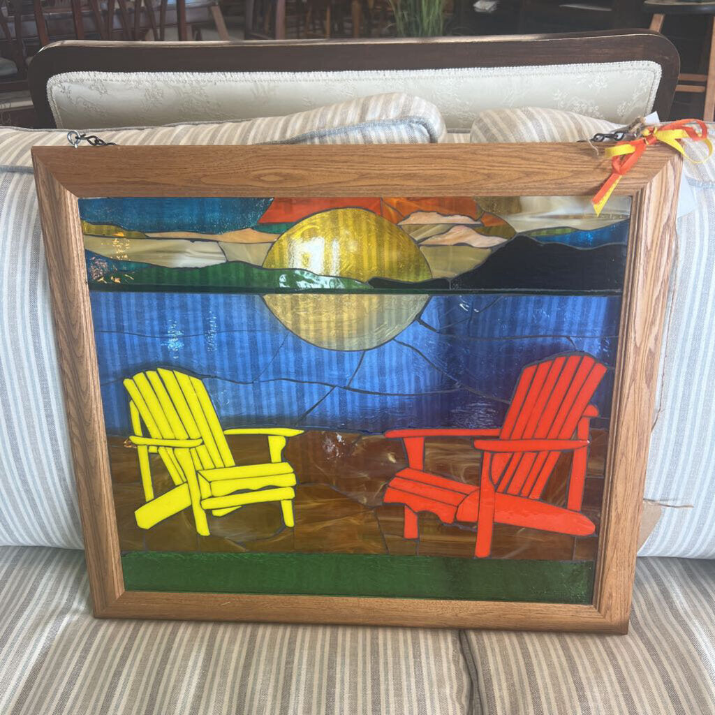 "Sunset At The Lake" In Vintage Wood Frame By Bonita Bell