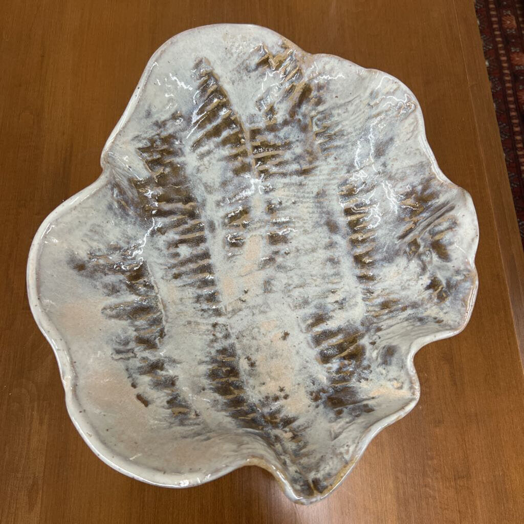 White Glaze Pottery Bowl- Signed