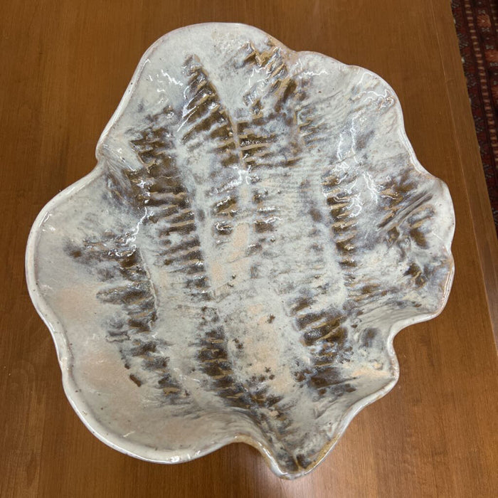 White Glaze Pottery Bowl- Signed