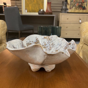 White Glaze Pottery Bowl- Signed
