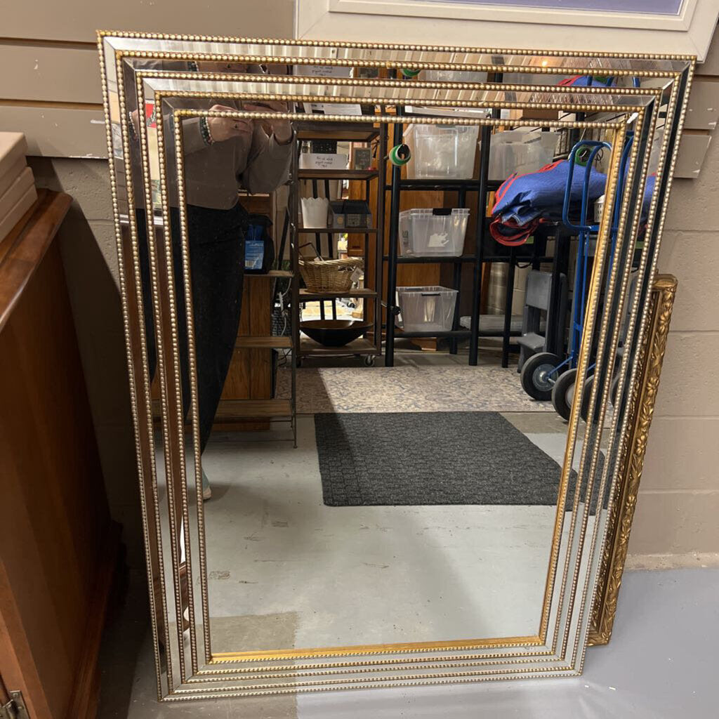 Mirror w Silver & Gold Beaded Frame