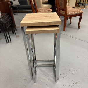 Two-Piece Nesting Table w Laminate Top & Chrome Base