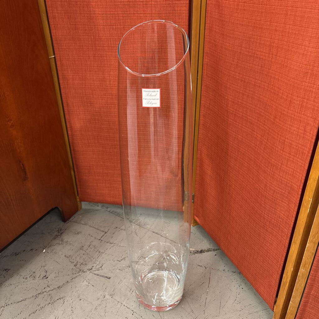 Glass Vase w Slanted Opening