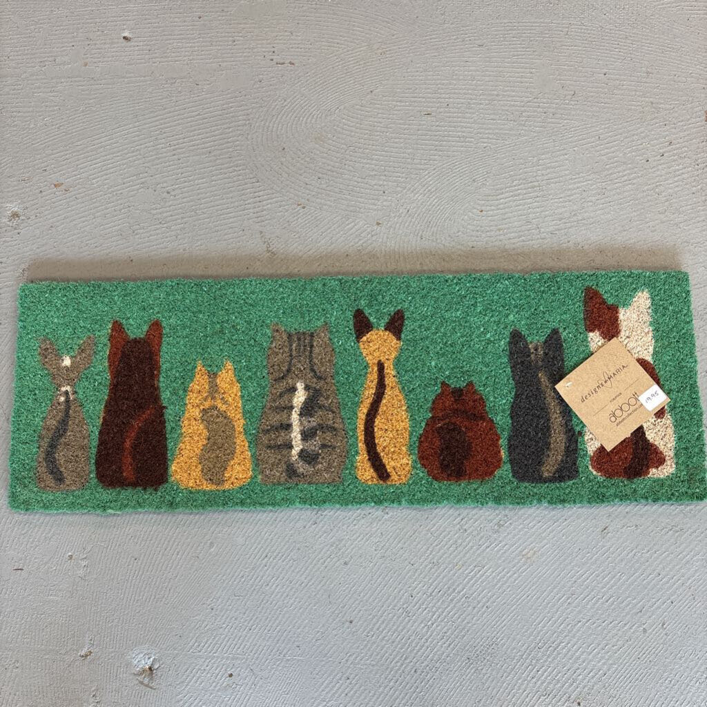 Row of Cats Balcony Doormat Turquoise AN 2220