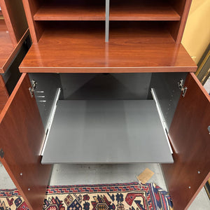 Cherry Look Office Cabinet w (Upper) Cupboard, (Bottom) Printer Slide