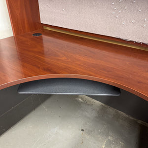 Cherry Look Office Corner Desk w Upper Shelf, Lower Filing Cab.