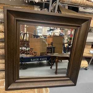 Square Mirror w Dark Wood Wide Frame